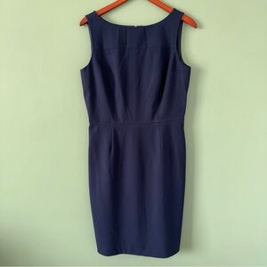 Antonio Melani Navy Blue Sleeveless Career Sheath Dress Lined Size 6